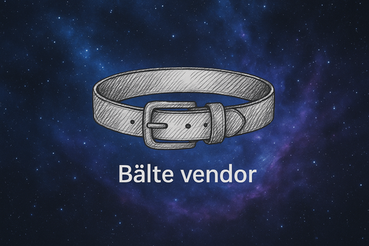 bakgrunden ska vara blå/ lila, som rymden. det sa vara ett ritat bälte i mtten ritat med en blyerts penna och under det ska de stå 'Bälte vendor'